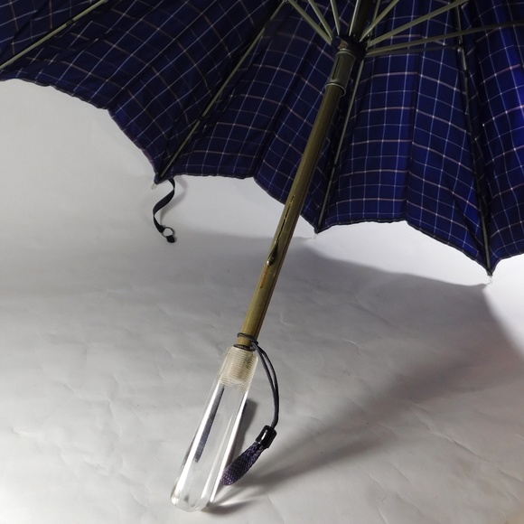 Vintage Clear Lucite Handle and Purple Parasol Umbrella - Picture 1 of 7
